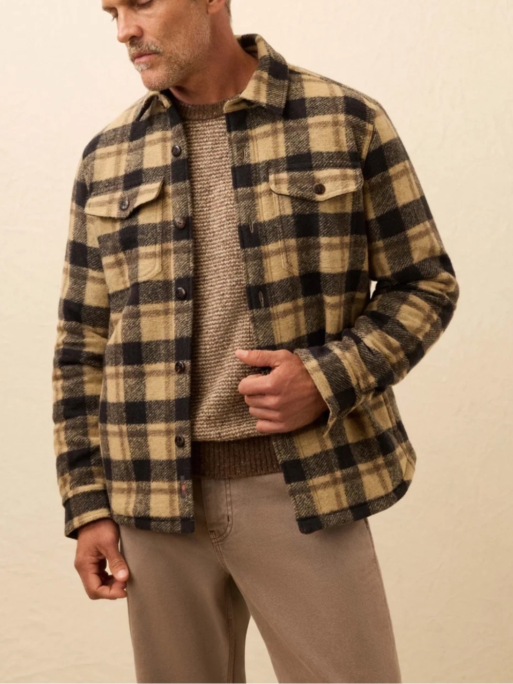 FAHERTY Men's Range Fleece Lined CPO Plaid Shacket Shirt Size Small S $298